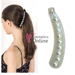 Accesoriu tip banana pentru prins parul din plastic PZS008HH - Transparent cu perle 